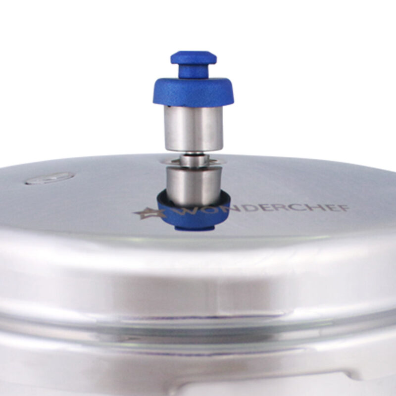 Nigella Induction Base 1.5L Stainless Steel Handi Pressure Cooker with Outer Lid, Blue Handles - Image 5