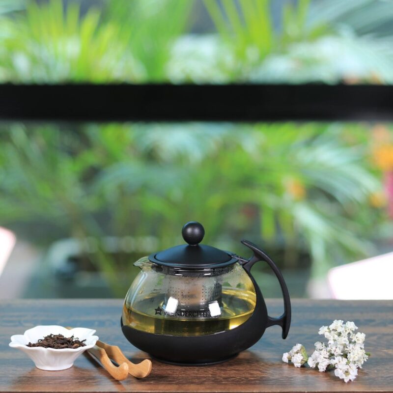 Piccolo Glass Tea Infuser with Plunger, 750ml, Black, Stainless Steel Mesh Filter - Image 8