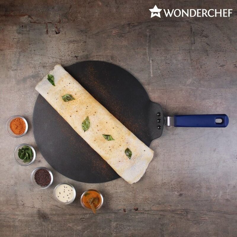 Reva Flat 28 cm Nonstick Dosa Tawa | Non Stick Tawa | 4 mm | Black - Image 6