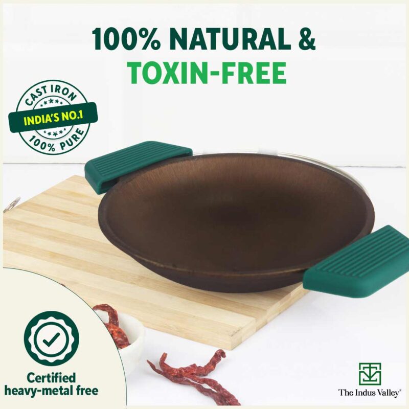 CASTrong Super Smooth Cast Iron Appam Pan/Appachetty, Silicon Handle,Pre-seasoned, Nonstick, 100% Pure, Toxin-free, 22cm, 1.9kg - Image 6
