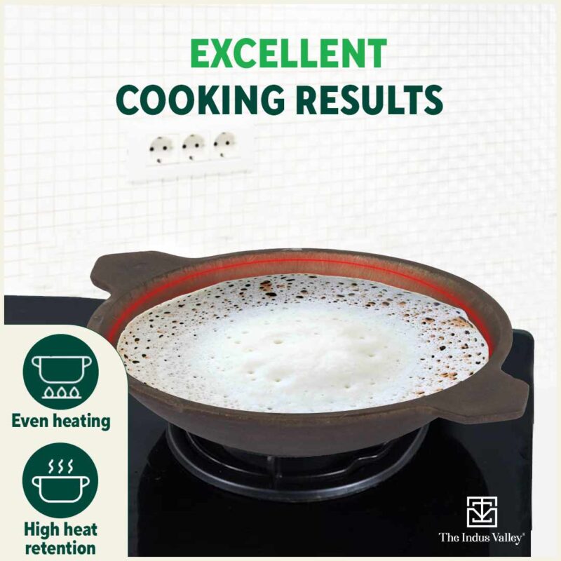 Super Smooth Cast Iron Appam Pan/Appachetty, Pre-seasoned, Nonstick, 100% Pure, Toxin-free, 22cm, 1.9kg - Image 7
