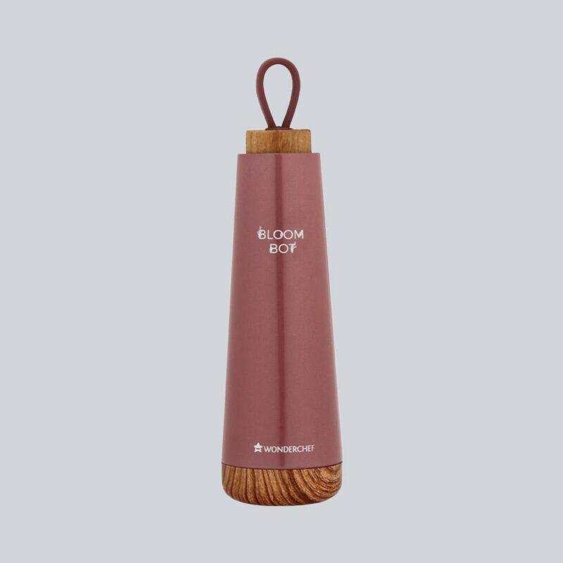Bloom-Bot, 500ml, Stainless Steel Double wall Water Bottle, Spill & Leak-proof , Wooden Base, Rose Pearl, 2 Years Warranty - Image 8