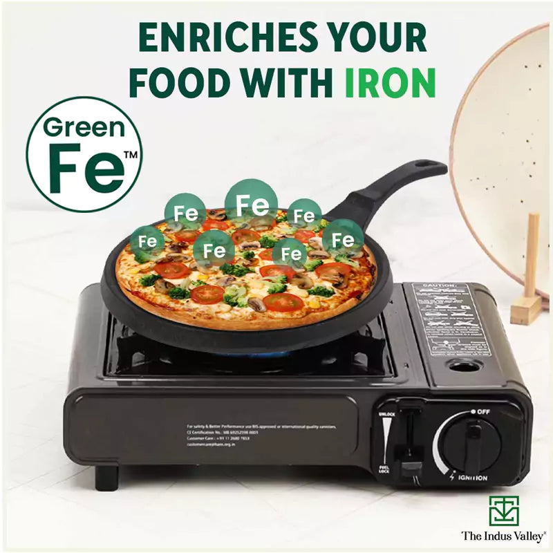 CASTrong Cast Iron Tawa, Silicon Handle,Pre-seasoned, Nonstick, 100% Pure, Toxin-free, Induction, 25.5cm, 2.2kg - Image 7
