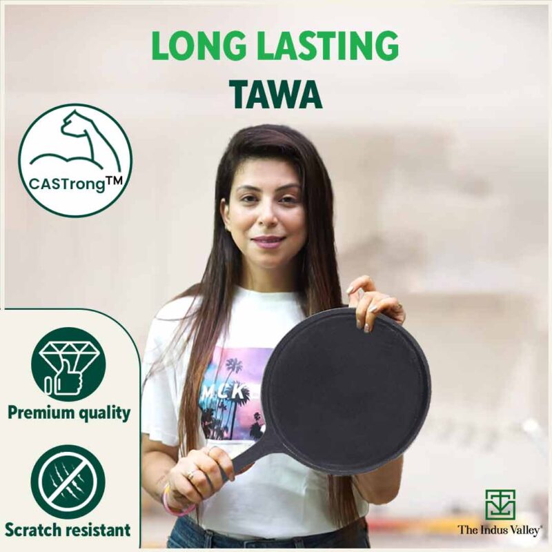 CASTrong Cast Iron Cookware Set: Tawa+ Kadai (Wok model), Kitchen Set for Home, Pre-seasoned, 100% Pure, Toxin-free, Free ₹400 Tadka Pan - Image 10