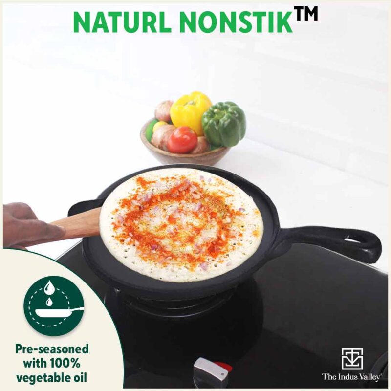 Super Smooth Cast Iron Tawa with Handle,Pre-seasoned, Nonstick, 100% Pure, Toxin-free, Induction, 26.3cm, 1.8kg - Image 9