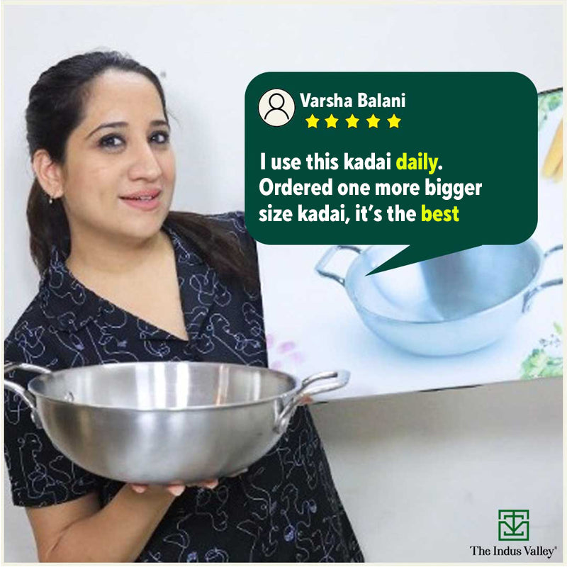 TurboCuk Tri-ply Stainless Steel Kadai, Premium Quality, 3 Layer Thick Body, 100% Toxin-free, Non-stick, Induction & Gas, Free ₹110 Spatula, 1.7/2.7/4L - Image 13