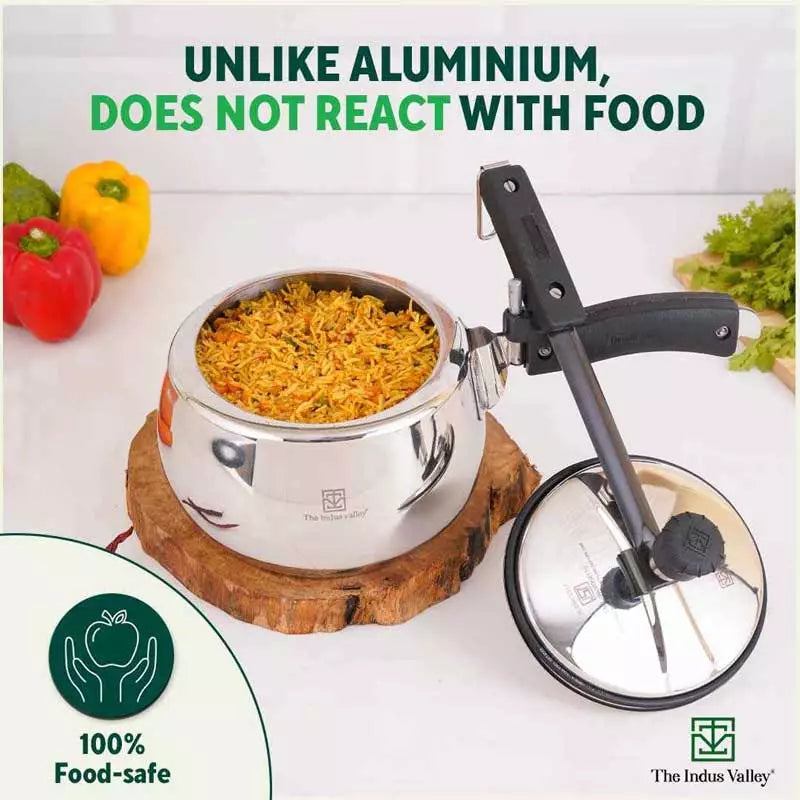 QuicKooker Stainless Steel Pressure Cooker, Premium Quality, Inner Lid, Tri-ply (3 Layer) Heavy Bottom, 100% Safe, ISI Certified, 5 Yr Warranty, Induction & Gas, 3/5L - Image 6