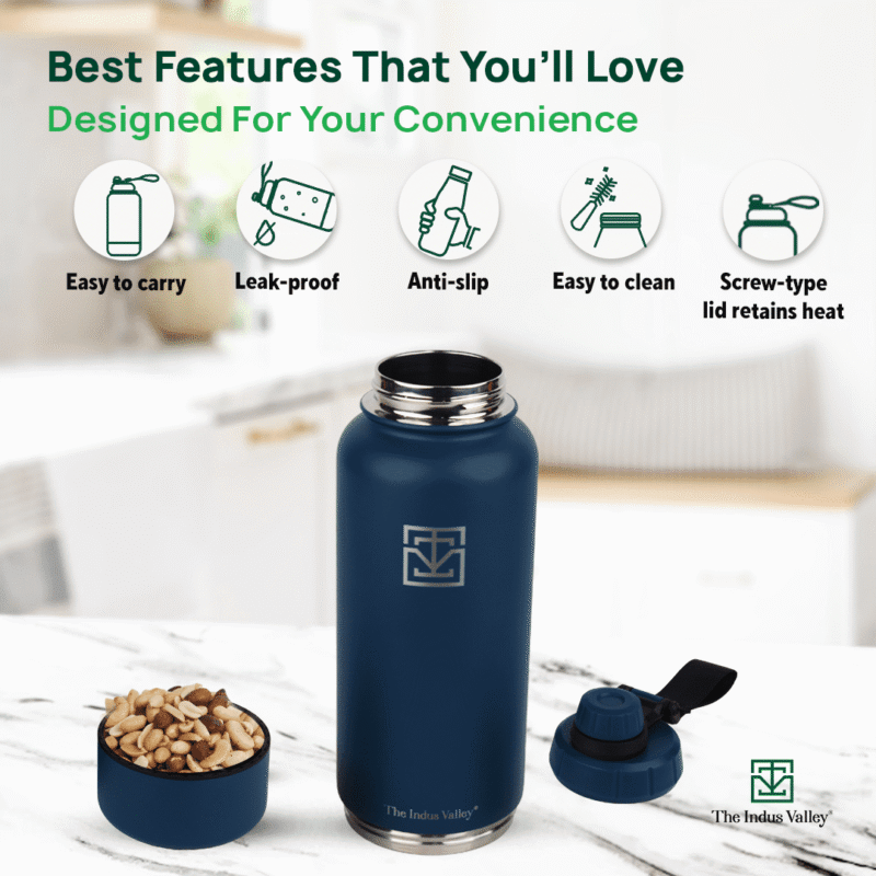 Premium Stainless Steel Vacuum Insulated Water Bottle Flask, Storage Container, Hot & Cold, 900 ml - Image 9