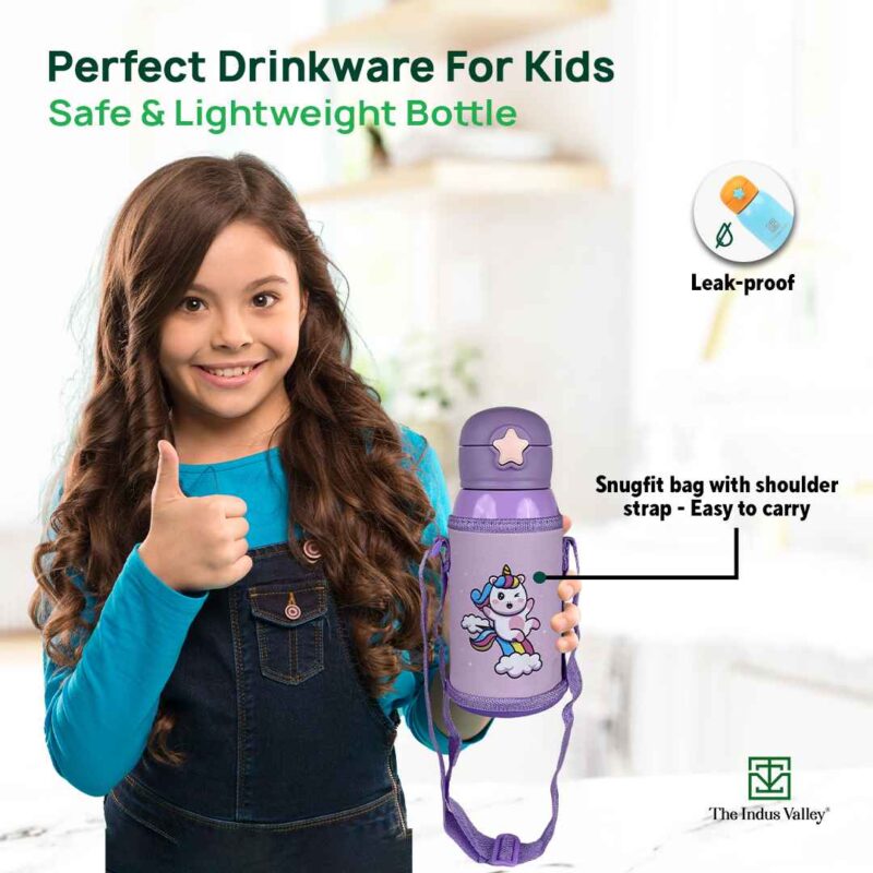 Premium Stainless Steel Vacuum Insulated School Kid Water Bottle, Silicone Sippy & Bag,Leakproof Lid - Image 7