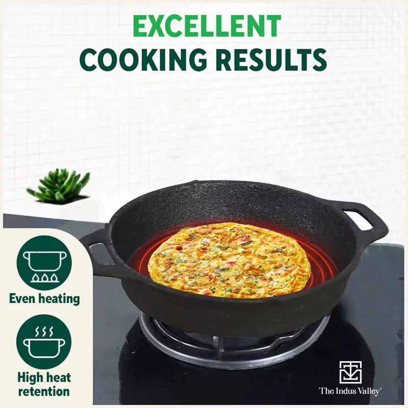 CASTrong Cast Iron Fry Pan, 2 Handles, Pre-seasoned, Nonstick, 100% Pure, Toxin-free, Induction, 24.6cm, 1.8L, 2.6kg - Image 7