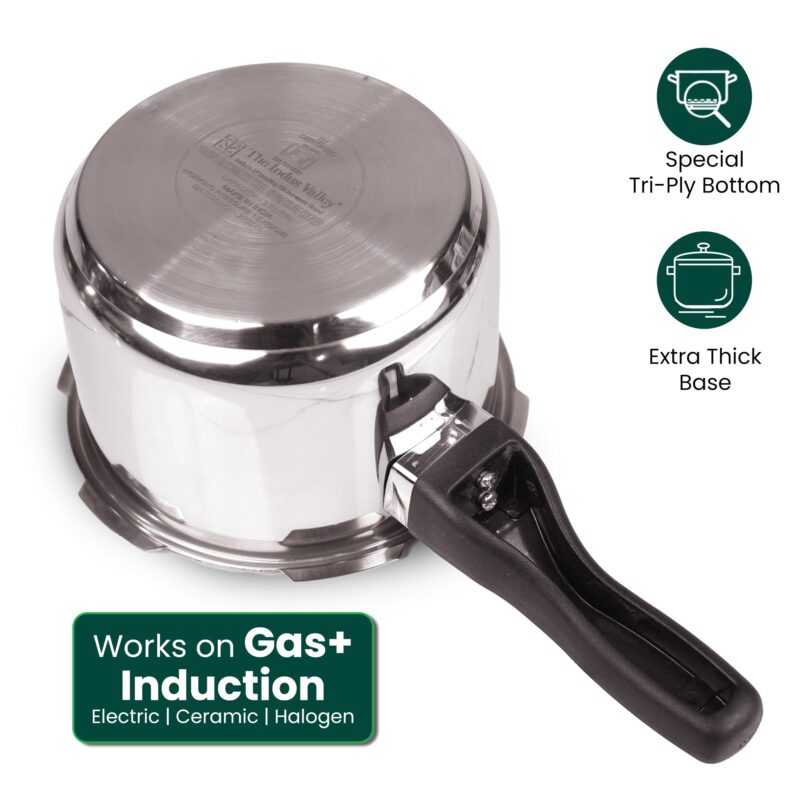 QuicKooker Stainless Steel Pressure Cooker, Premium Quality, Tri-ply (3 Layer) Heavy Bottom, 100% Safe, ISI Certified, 3 Yr Warranty, Induction & Gas, 3/4.5L - Image 13