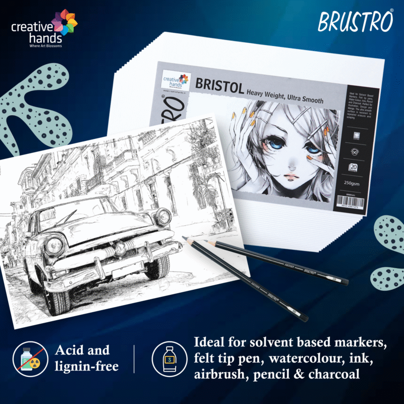 Brustro Bristol Ultra Smooth Paper 250 GSM, Size - 50 x 70 cm, 10 Sheets - Image 2