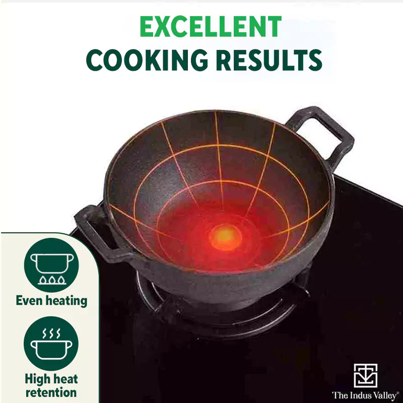 CASTrong Cast Iron Kadai, Pre-seasoned, Nonstick, 100% Pure, Toxin-free, Induction, 21/25cm, 1.7L/3.1L, 1.7kg/3.3kg - Image 8