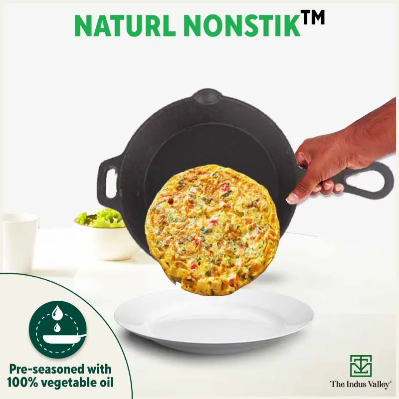 CASTrong Cast Iron Cookware Set: Tawa+ Kadai+ Fry Pan, Kitchen Set for Home, Pre-seasoned, 100% Pure, Toxin-free, Free ₹400 Tadka Pan - Image 7