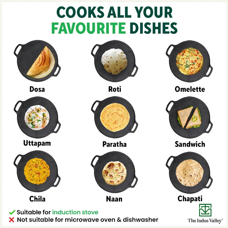 CASTrong Cast Iron Roti/Dosa Tawa, Pre-seasoned, Nonstick, 100% Pure, Toxin-free, Gas & Induction, Free ₹110 Spatula, 30.2cm, 2.4kg - Image 9