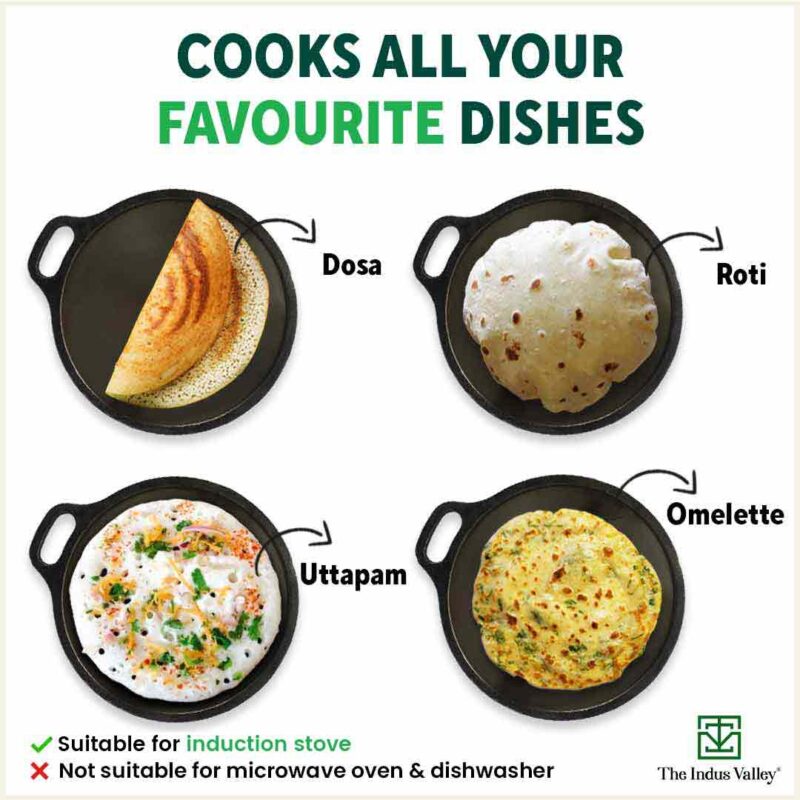 Super Smooth Cast Iron Tawa + Free ₹110 Spatula, Pre-seasoned, Nonstick, 100% Pure, Toxin-free, 30.5cm, 2.3kg - Image 14