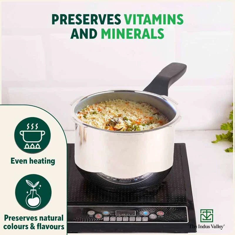 QuicKooker Stainless Steel Pressure Cooker, Premium Quality, Tri-ply (3 Layer) Heavy Bottom, 100% Safe, ISI Certified, 3 Yr Warranty, Induction & Gas, 3/4.5L - Image 9