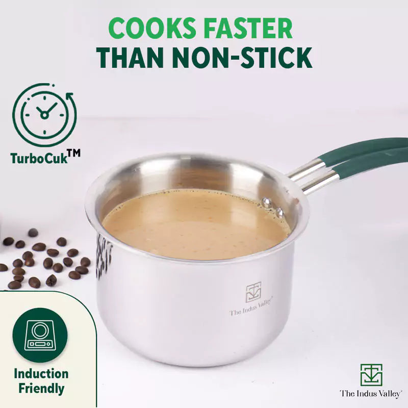 TurboCuk Tri-ply Stainless Steel Tea/Milk Pan/Saucepan+ Steel Lid, Premium Quality, 3 Layer Thick Body, 100% Toxin-free, Non-stick, Induction & Gas, 1.4/2/3L - Image 6