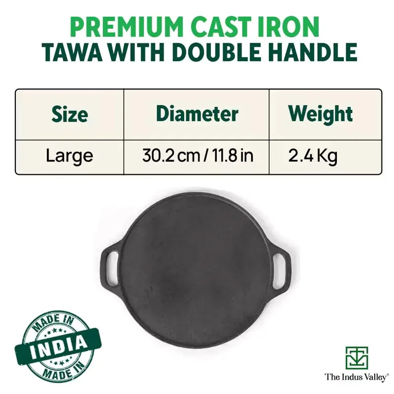 CASTrong Cast Iron Roti/Dosa Tawa,Pre-seasoned, Nonstick, 100% Pure, Toxin-free, Induction, 30.2cm, 2.4kg - Image 2