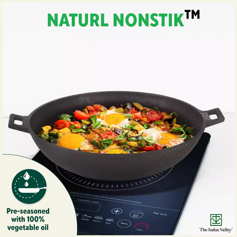 CASTrong Cast Iron Wok Kadai, Pre-seasoned, 100% Pure, Toxin-free, 31cm, 3.2L, 2.8kg - Image 8