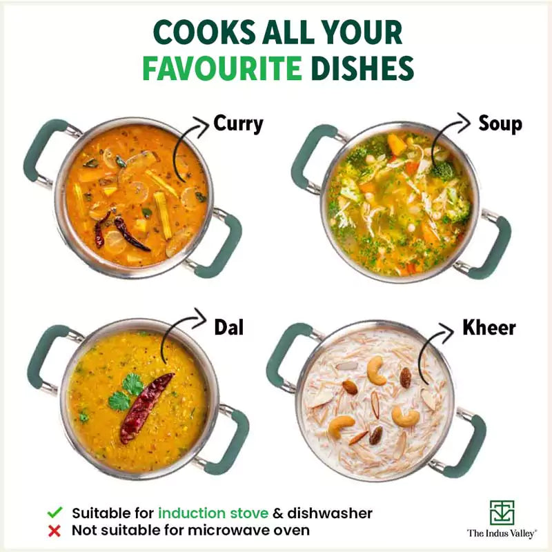 TurboCuk Tri-ply Stainless Steel Casserole/Biryani Cooking Pot, Premium Quality, 3 Layer Thick Body, Cool Silicone Handles, 100% Toxin-free, Non-stick, Induction & Gas, 1.4L - Image 11