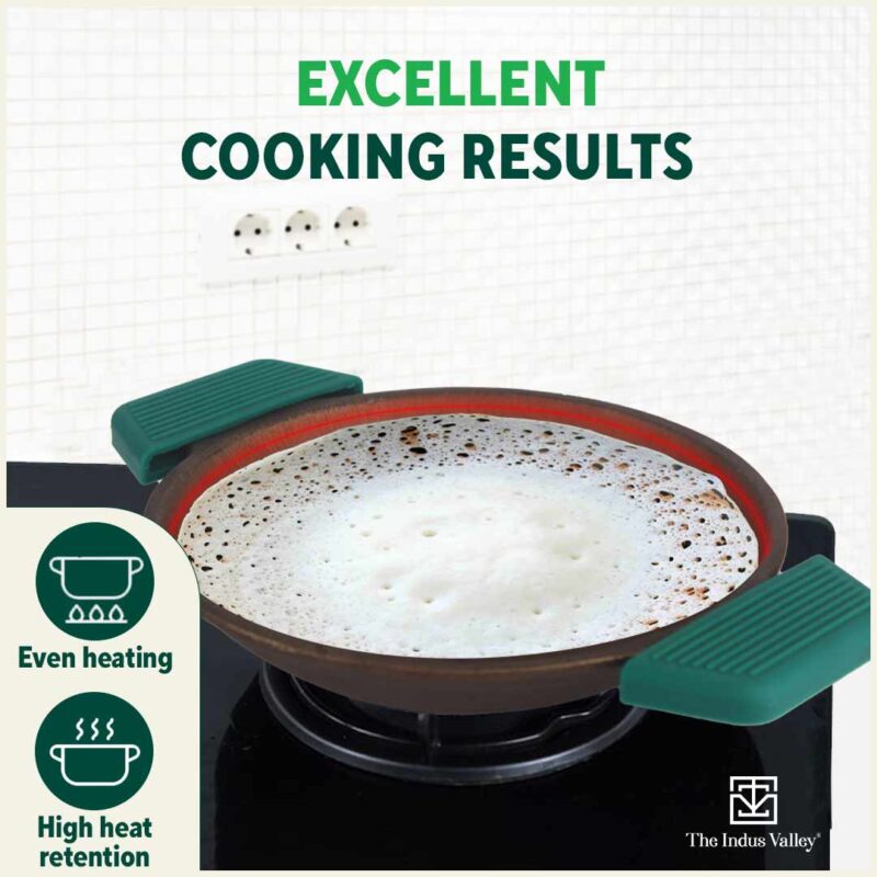 CASTrong Super Smooth Cast Iron Appam Pan/Appachetty, Silicon Handle,Pre-seasoned, Nonstick, 100% Pure, Toxin-free, 22cm, 1.9kg - Image 7