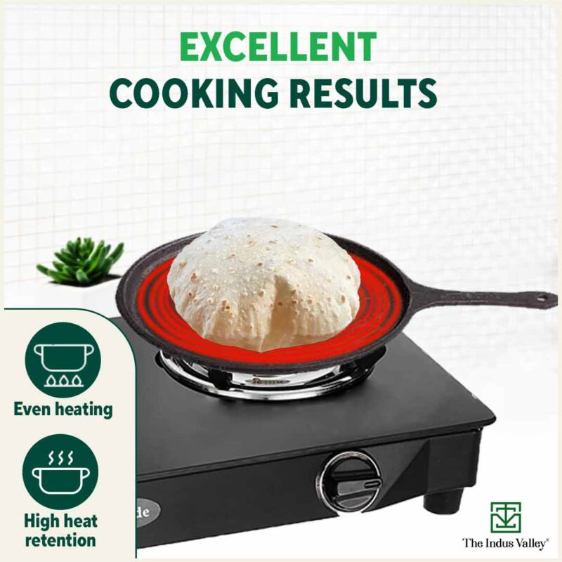 CASTrong Cast Iron Tawa with Handle, Pre-seasoned, 100% Pure, Toxin-free, Induction, 25.7cm, 2kg - Image 7