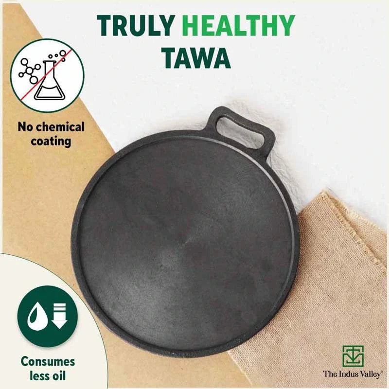 Super Smooth Cast Iron Tawa,Pre-seasoned, Nonstick, 100% Pure, Toxin-free, Free ₹110 Spatula, 27.9cm/30.5cm, 2.15kg/2.3kg - Image 5
