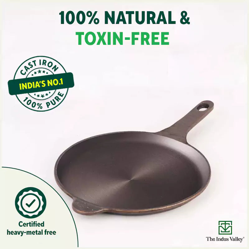 Super Smooth Cast Iron Shallow Fry Pan,Pre-seasoned, Nonstick, 100% Pure, Toxin-free, Induction, 25.4cm, 1.8kg - Image 4