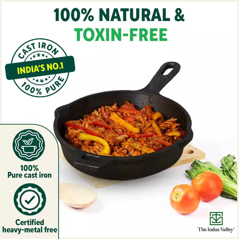 Super Smooth Cast Iron Fry Pan, Silicon Handle, 100% Pure, Toxin-free,Pre-seasoned, Induction, Non-stick, 20.3/25.4cm, 1.3/1.7L, 2.3/2.4kg - Image 5