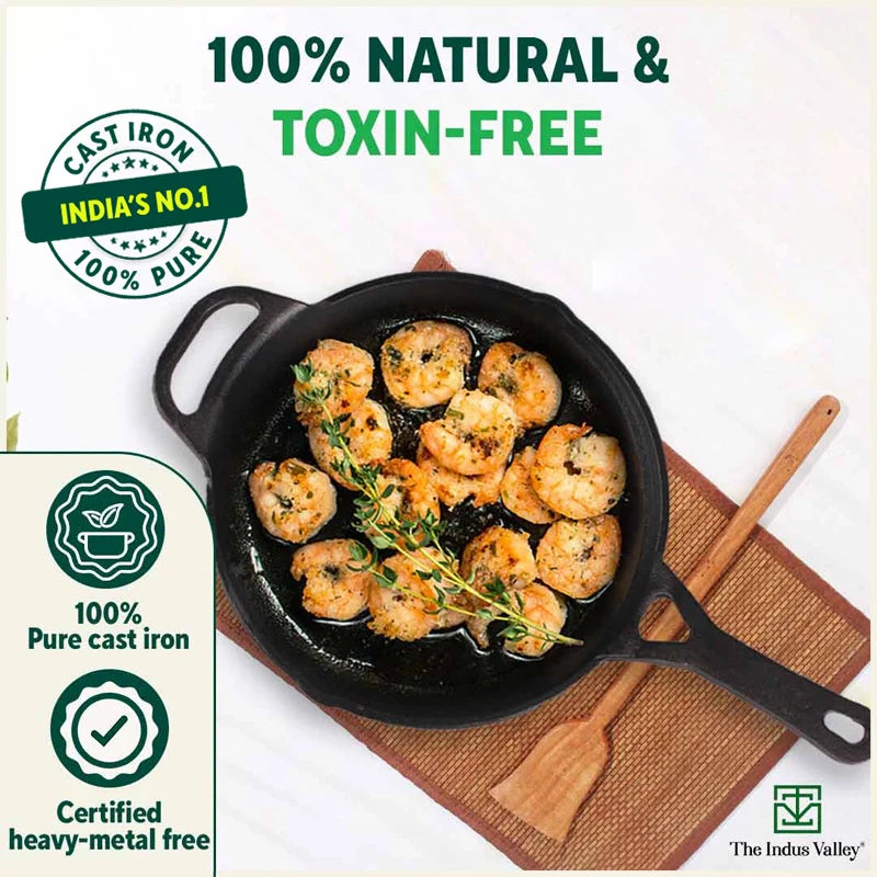 CASTrong Cast Iron Fry Pan/Skillet, Pre-seasoned, Nonstick, 100% Pure, Toxin-free, Induction, 26.2cm, 1.8L, 2.3kg - Image 5