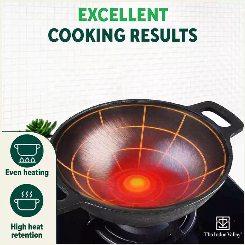 Super Smooth Cast Iron Kadai,Pre-seasoned, Nonstick, 100% Pure, Toxin-free, Free ₹110 Spatula, 25.4cm, 2.5L, 2.4kg - Image 6