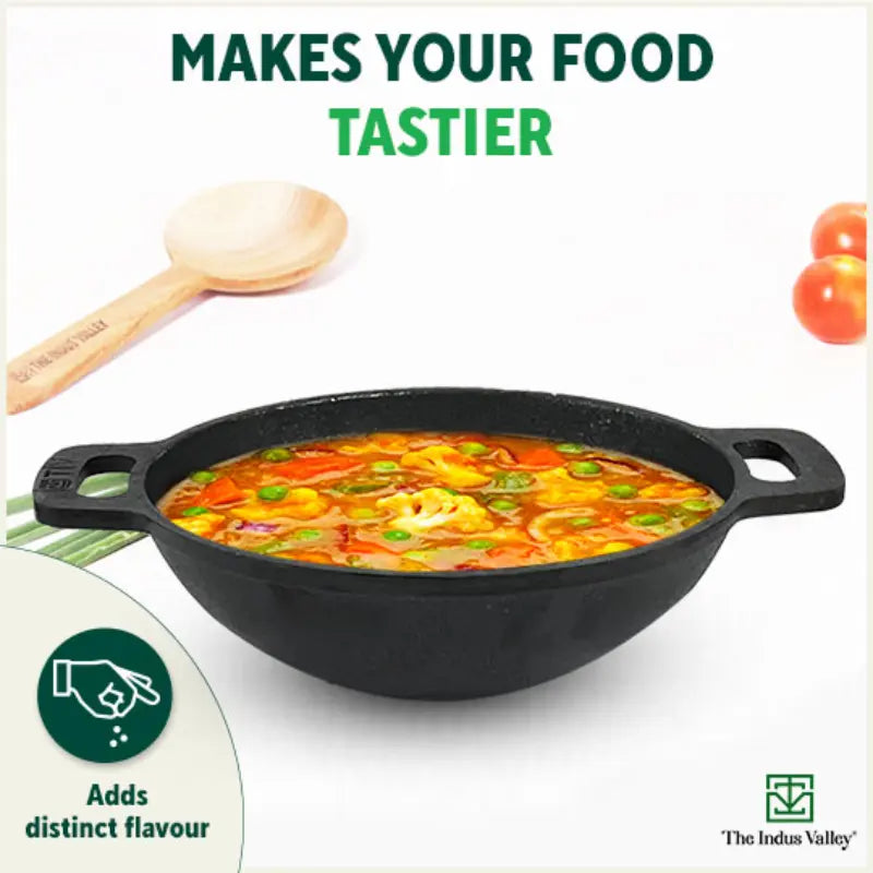 CASTrong Cast Iron Cookware Set: Tawa+ Kadai+ Fry Pan, Kitchen Set for Home, Pre-seasoned, 100% Pure, Toxin-free, Free ₹400 Tadka Pan - Image 8
