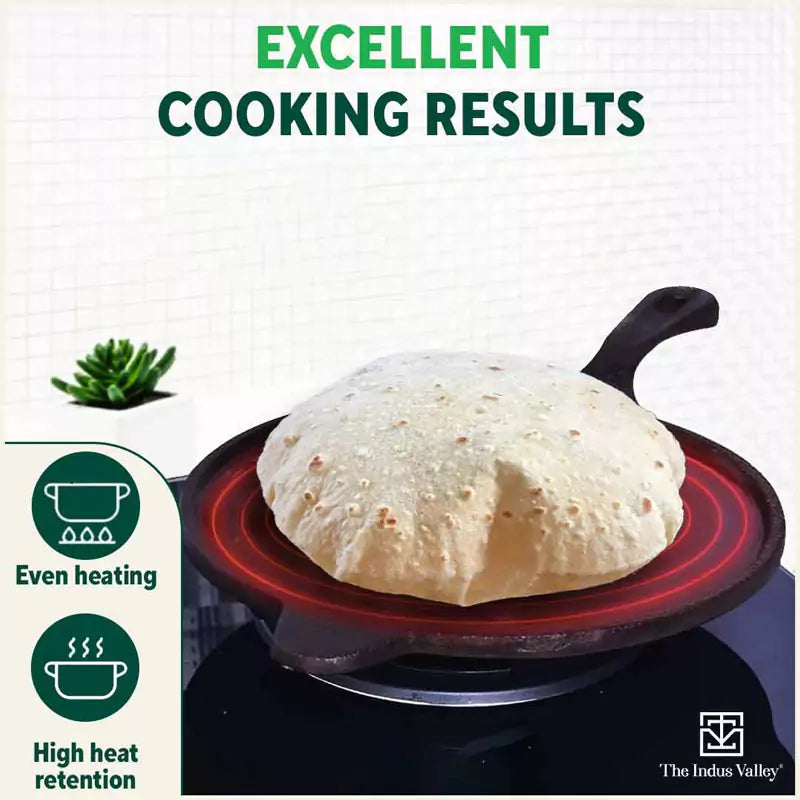 Super Smooth Cast Iron Tawa, Long Handle,Pre-seasoned, Nonstick, 100% Pure, Toxin-free, Induction, Free ₹110 Spatula, 26.3cm, 1.8kg - Image 8