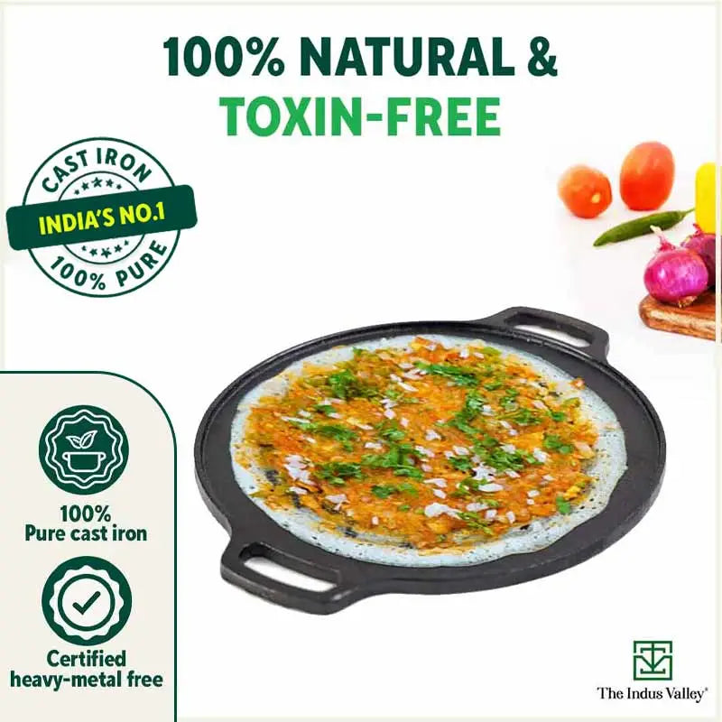 CASTrong Cast Iron Roti/Dosa Tawa,Pre-seasoned, Nonstick, 100% Pure, Toxin-free, Induction, 30.2cm, 2.4kg - Image 5
