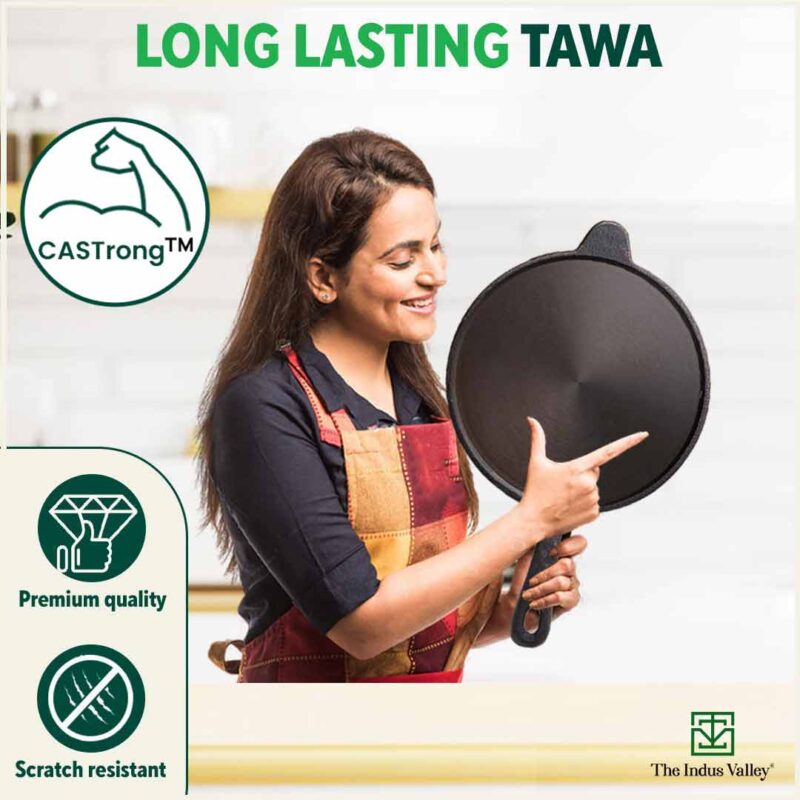 Super Smooth Cast Iron Tawa with Handle,Pre-seasoned, Nonstick, 100% Pure, Toxin-free, Induction, 26.3cm, 1.8kg - Image 10