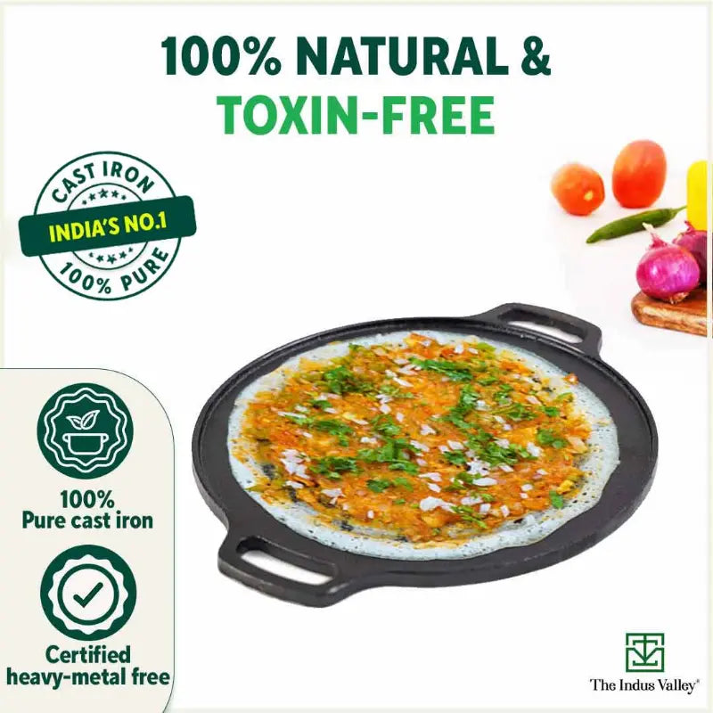 CASTrong Cast Iron Cookware Set: Tawa+ Kadai+ Fry Pan, Kitchen Set for Home, Pre-seasoned, 100% Pure, Toxin-free, Free ₹400 Tadka Pan - Image 4