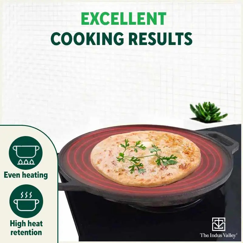 CASTrong Cast Iron Roti/Dosa Tawa,Pre-seasoned, Nonstick, 100% Pure, Toxin-free, Induction, 30.2cm, 2.4kg - Image 6