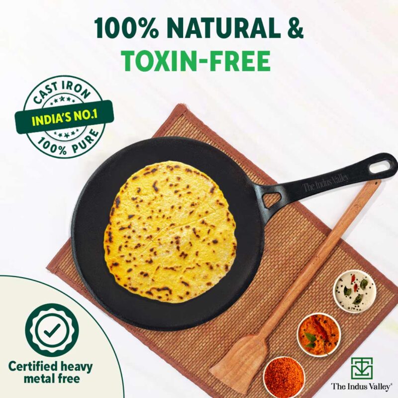 CASTrong Cast Iron Tawa,Pre-seasoned, Nonstick, 100% Pure, Toxin-free, 26cm - Image 5