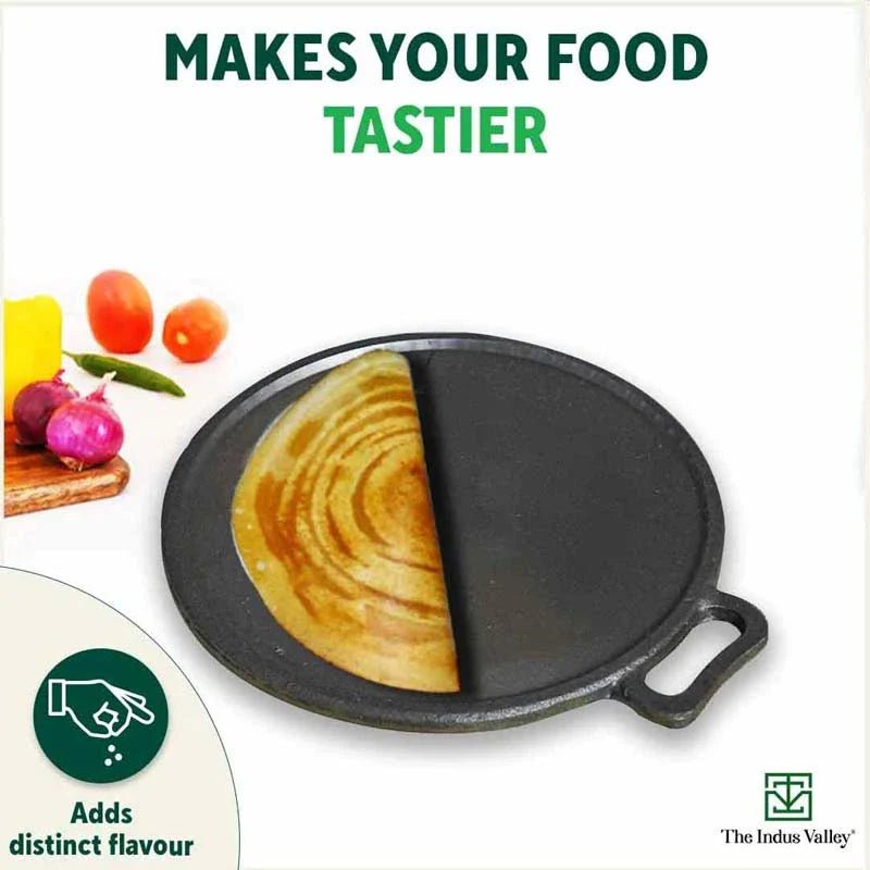 Super Smooth Cast Iron Tawa,Pre-seasoned, Nonstick, 100% Pure, Toxin-free, Free ₹110 Spatula, 27.9cm/30.5cm, 2.15kg/2.3kg - Image 9