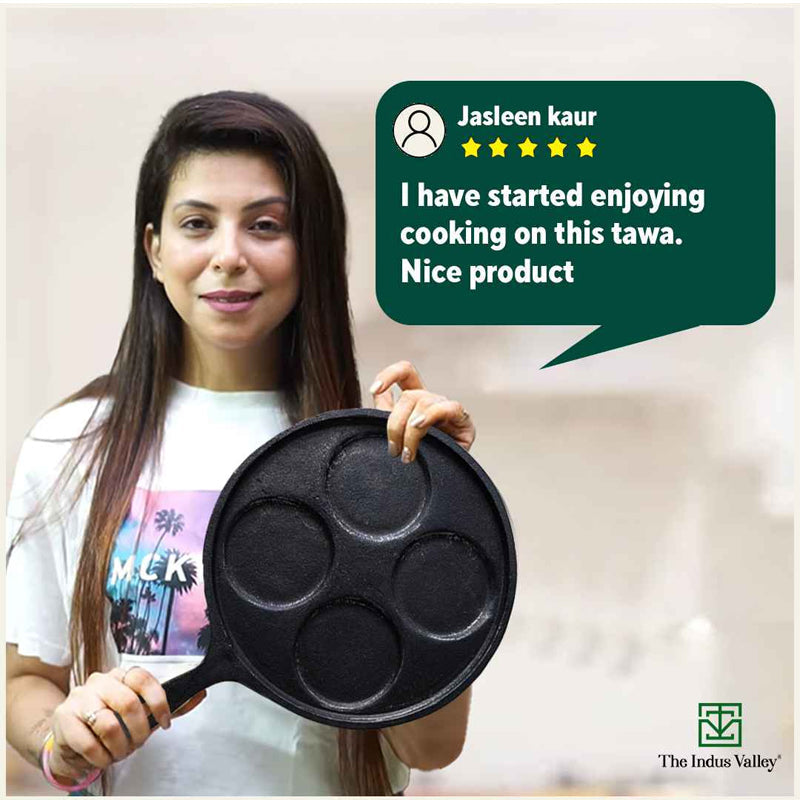 CASTrong Cast Iron Uttapam/ Set Dosa Tawa, 4 Pit,Pre-seasoned, 100% Pure, Toxin-free, Induction, 27.5cm - Image 10