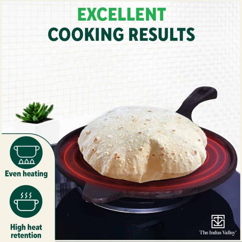 Super Smooth Cast Iron Tawa with Handle,Pre-seasoned, Nonstick, 100% Pure, Toxin-free, Induction, 26.3cm, 1.8kg - Image 7