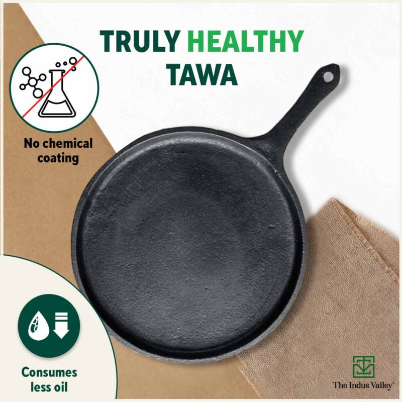 CASTrong Cast Iron Cookware Set: Tawa+ Kadai (Wok model), Kitchen Set for Home, Pre-seasoned, 100% Pure, Toxin-free, Free ₹400 Tadka Pan - Image 3