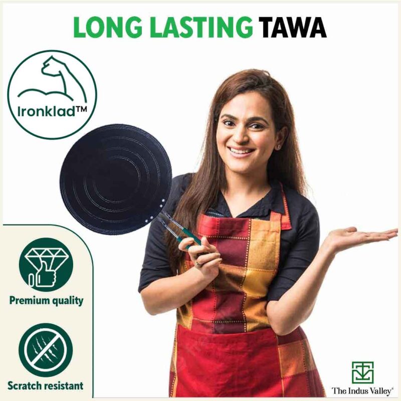 100% Pure Sheet Iron Tawa, Concave, Toxin-free, Seasoned, Silicone Handle,25.5cm/30.5cm - Image 10