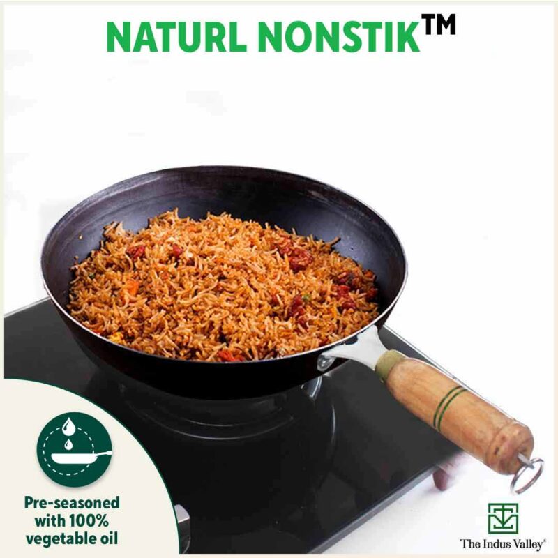 100% Pure Iron Wok with Wooden Handle, Toxin-free Sheet Iron, Pre-seasoned, 2.2/4.2L, 1/1.5kg - Image 8