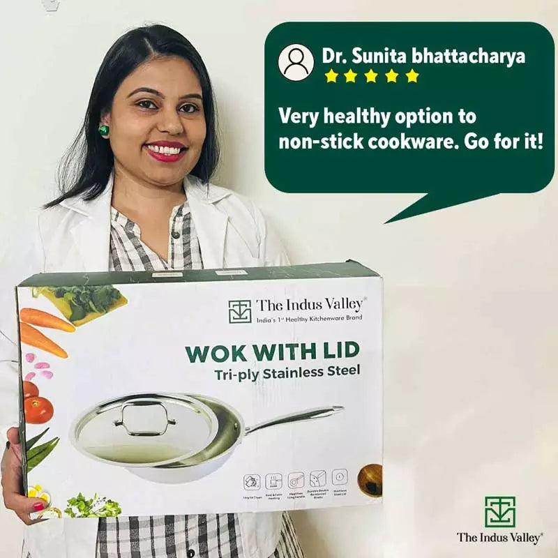 TurboCuk Tri-ply Stainless Steel Wok/Fry Pan+ Steel Lid, Premium Quality, 3 Layer Thick Body, 100% Toxin-free, Non-stick, Induction & Gas, 1.8/2.3L, 1.3/1.4kg - Image 13