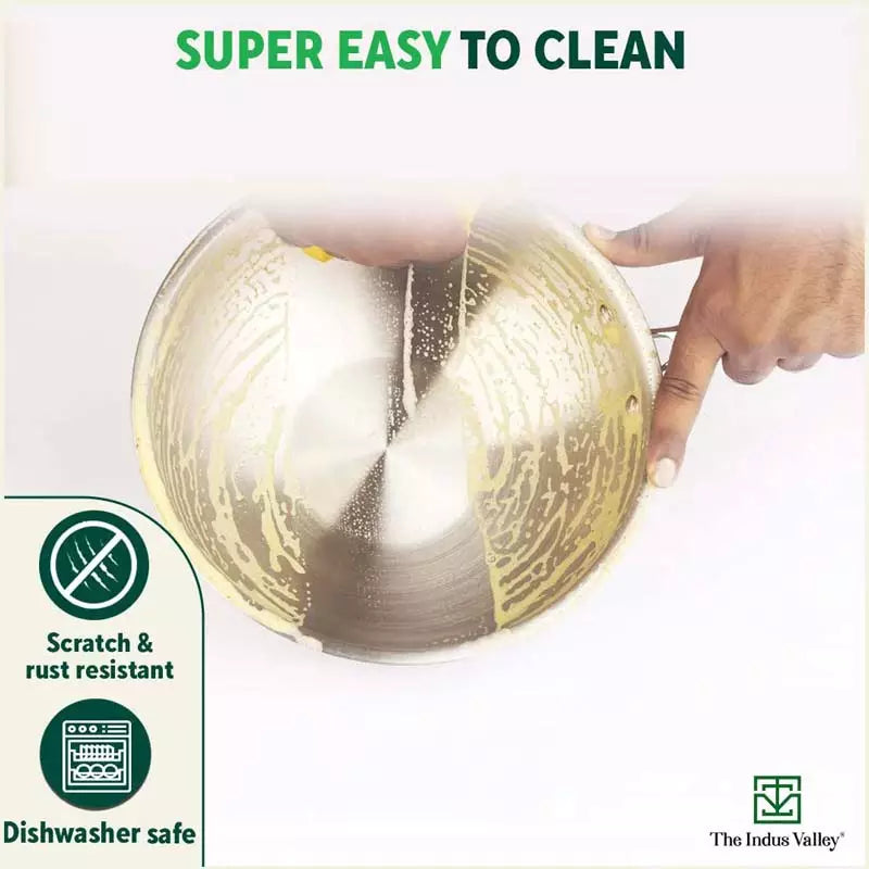 TurboCuk Tri-ply Stainless Steel Wok/Fry Pan+ Steel Lid, Premium Quality, 3 Layer Thick Body, 100% Toxin-free, Non-stick, Induction & Gas, 1.8/2.3L, 1.3/1.4kg - Image 9