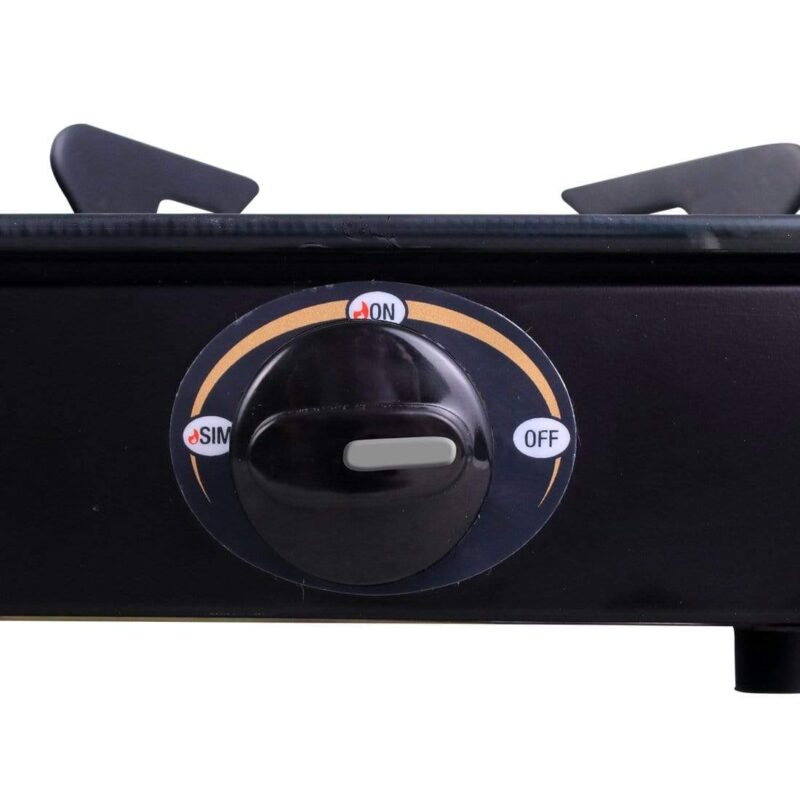 Power 4 Burner Glass Cooktop, Black 6mm Toughened Glass with 1 Year Warranty, Ergonomic Knobs, Tri Pin Brass Burner, Stainless-steel Spill Tray, Manual Ignition