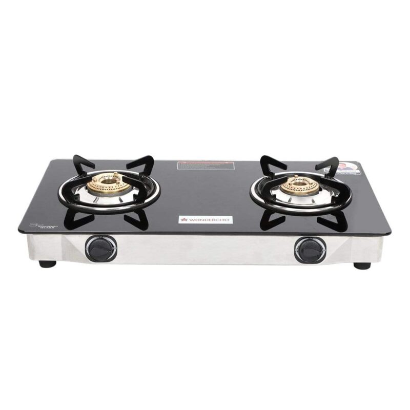 Zest 2 Burner Glass Cooktop,  Black 7mm Toughened Glass with 1 Year Warranty, Ergonomic Knobs, Efficient Brass Burners, Stainless-steel Spill Tray, Manual Ignition - Image 7