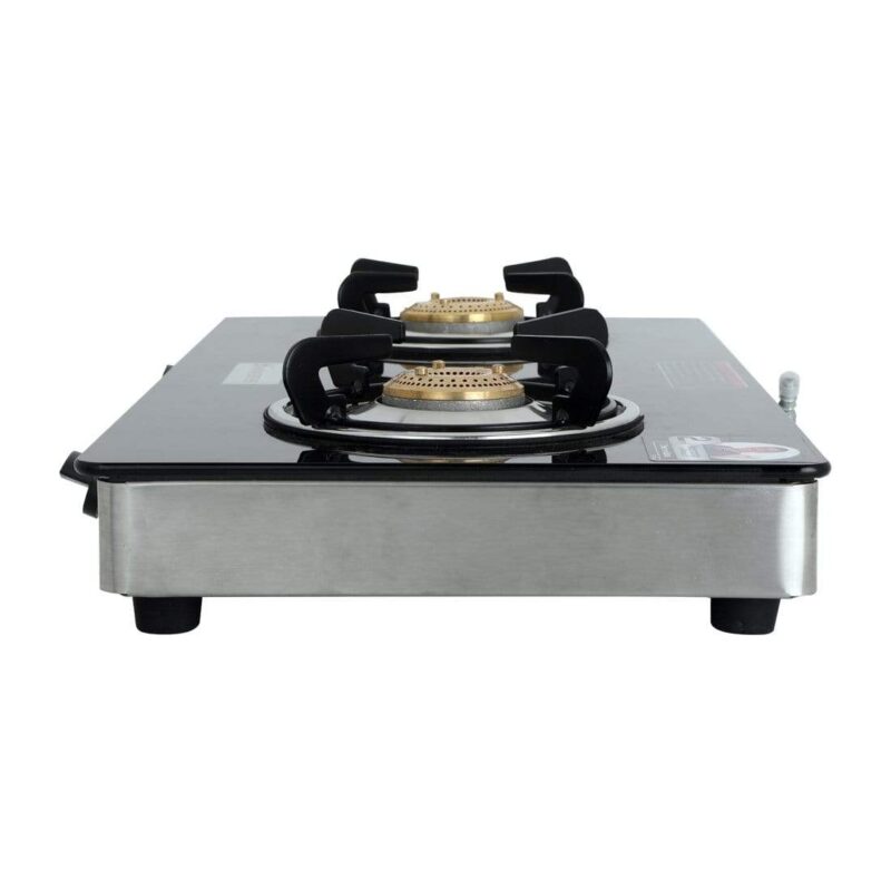 Zest 2 Burner Glass Cooktop,  Black 7mm Toughened Glass with 1 Year Warranty, Ergonomic Knobs, Efficient Brass Burners, Stainless-steel Spill Tray, Manual Ignition - Image 8